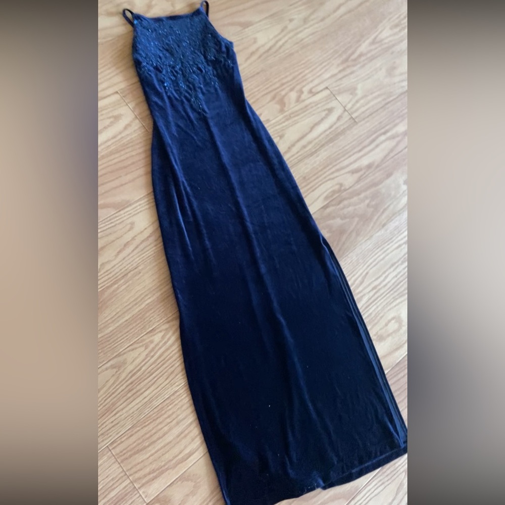 Blue high neck maxi